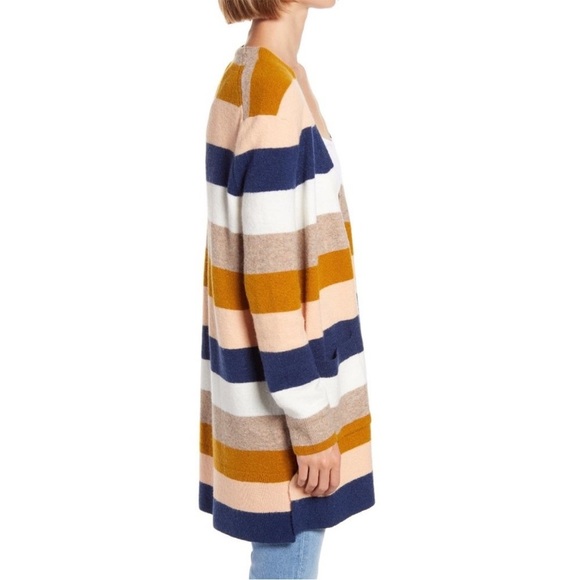 Madewell Kent Stripe Open Cardigan Sweater Bengali Indigo Small - Picture 2 of 14
